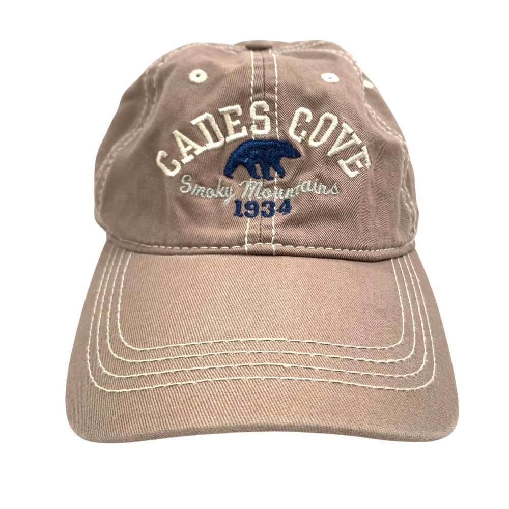 Cades Cove Great Smoky Mountains Bear Cap Hat Naturecore Strap Brown Tennessee